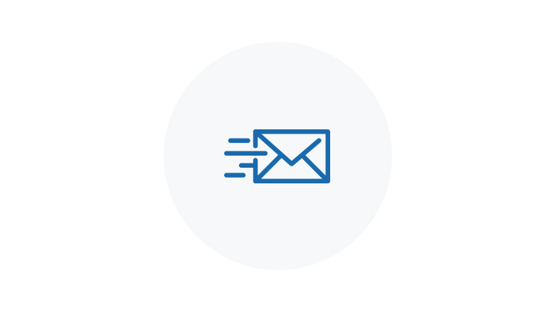 Blue Icon of flying email