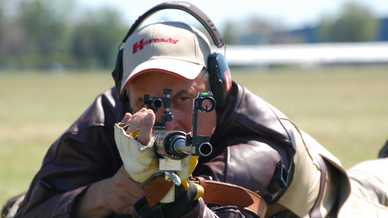 Competitor shooting a rifle