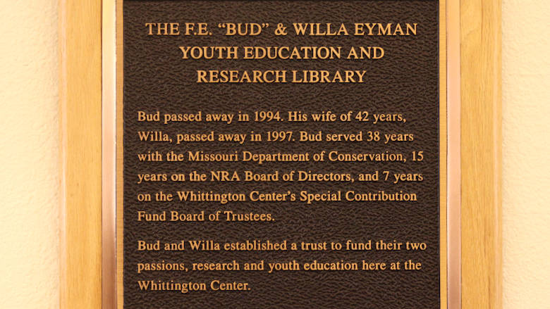 Bud and Willa Eyman Research Library Dedication Plaque